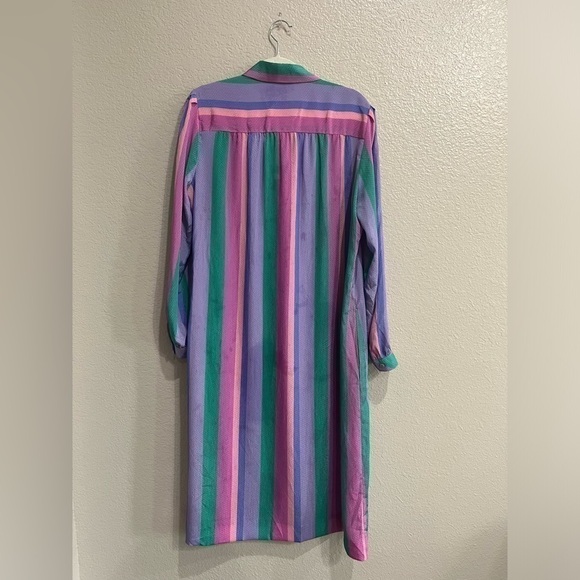 Vintage Schrader Sport Blue Green Purple Striped Long Sleeve Belt Women's  Sz 16 - Picture 3 of 12